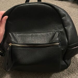 Black leather mini backpack